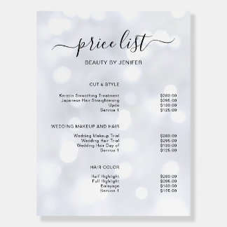 Modern Elegant Salon Price List Template Foam Board