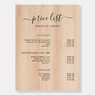 Modern Elegant Salon Price List Template Foam Board