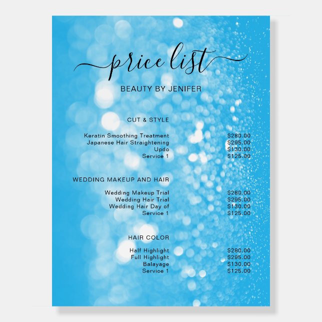 Modern Elegant Salon Price List Template Foam Board (Front)
