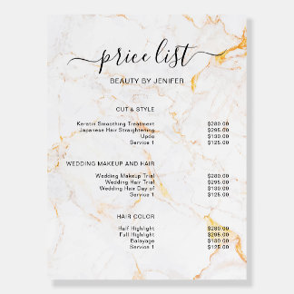 Modern Elegant Salon Price List Template Foam Board