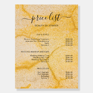 Modern Elegant Salon Price List Template Foam Board