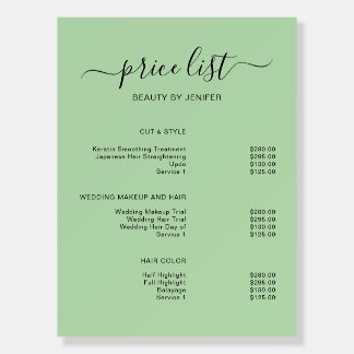 Modern Elegant Salon Price List Template Foam Board