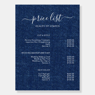 Modern Elegant Salon Price List Template Foam Board
