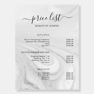 Modern Elegant Salon Price List Template Foam Board