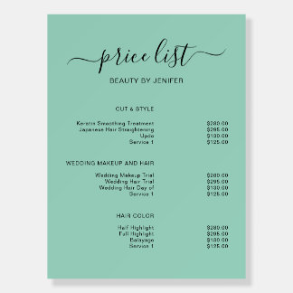 Modern Elegant Salon Price List Template Foam Board