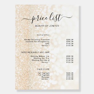 Modern Elegant Salon Price List Template Foam Board