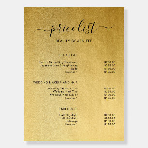 Modern Elegant Salon Price List Template Foam Board