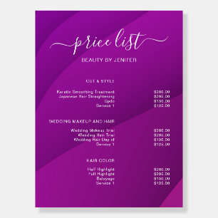 Modern Elegant Salon Price List Template Foam Board