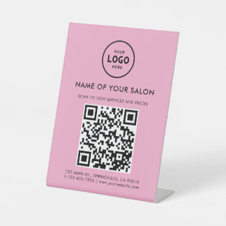 Modern Elegant Salon QR Display Pedestal Sign