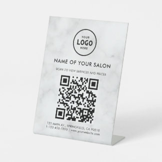 Modern Elegant Salon QR Display Pedestal Sign