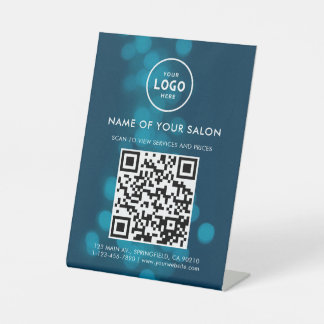 Modern Elegant Salon QR Display Pedestal Sign