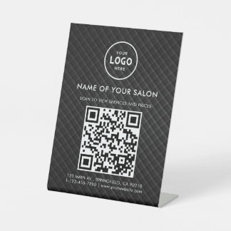 Modern Elegant Salon QR Display Pedestal Sign