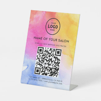 Modern Elegant Salon QR Display Pedestal Sign