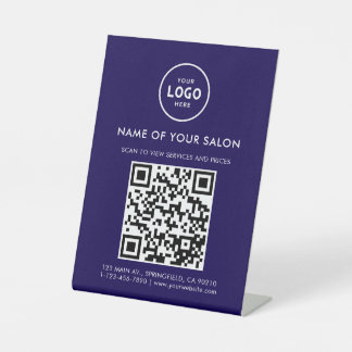 Modern Elegant Salon QR Display Pedestal Sign