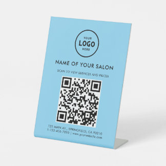 Modern Elegant Salon QR Display Pedestal Sign