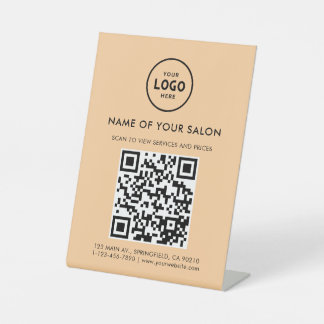 Modern Elegant Salon QR Display Pedestal Sign