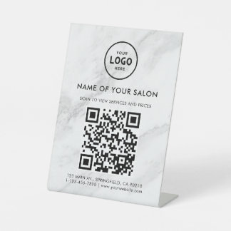 Modern Elegant Salon QR Display Pedestal Sign