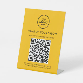 Modern Elegant Salon QR Display Pedestal Sign