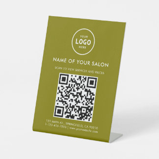 Modern Elegant Salon QR Display Pedestal Sign