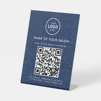 Modern Elegant Salon QR Display Pedestal Sign