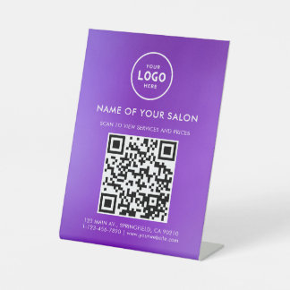 Modern Elegant Salon QR Display Pedestal Sign