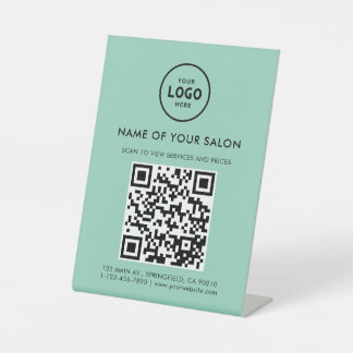 Modern Elegant Salon QR Display Pedestal Sign