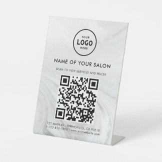 Modern Elegant Salon QR Display Pedestal Sign