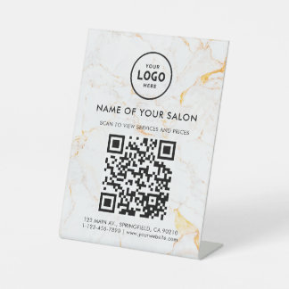 Modern Elegant Salon QR Display Pedestal Sign