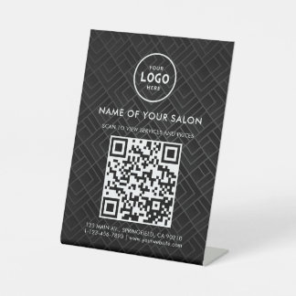 Modern Elegant Salon QR Display Pedestal Sign