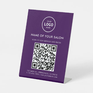 Modern Elegant Salon QR Display Pedestal Sign