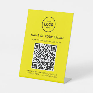 Modern Elegant Salon QR Display Pedestal Sign