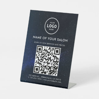 Modern Elegant Salon QR Display Pedestal Sign