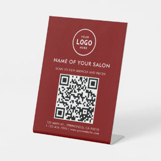 Modern Elegant Salon QR Display Pedestal Sign