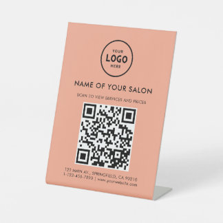 Modern Elegant Salon QR Display Pedestal Sign