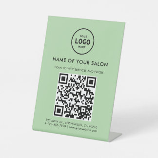 Modern Elegant Salon QR Display Pedestal Sign