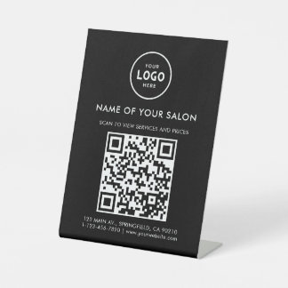 Modern Elegant Salon QR Display Pedestal Sign