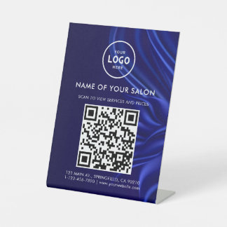 Modern Elegant Salon QR Display Pedestal Sign