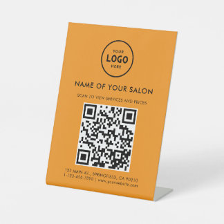 Modern Elegant Salon QR Display Pedestal Sign