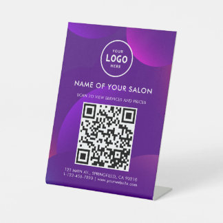 Modern Elegant Salon QR Display Pedestal Sign