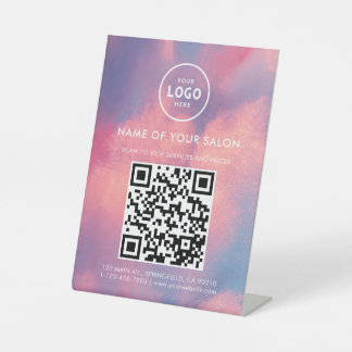 Modern Elegant Salon QR Display Pedestal Sign