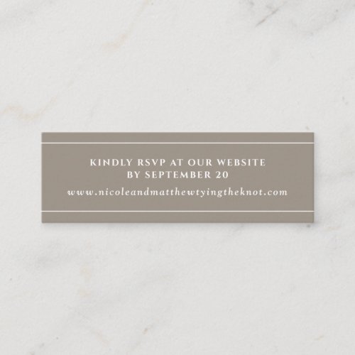 Modern Elegant Sand Website RSVP  Registry Card