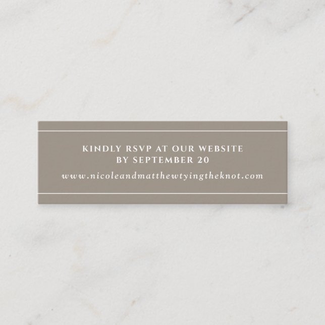 Modern Elegant Sand Website RSVP \ Registry Card (Front)