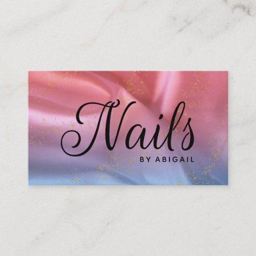 Modern Elegant Satin Rose Pink Nails By Name Business Card