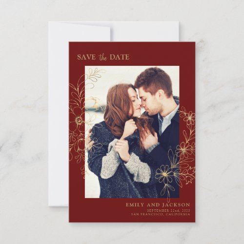 Modern Elegant Save the Date Photo Gold Floral