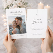 Modern Elegant Save The Date Photo Invitation