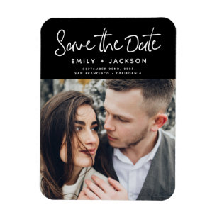 Modern Elegant Save the Date Photo White Magnet