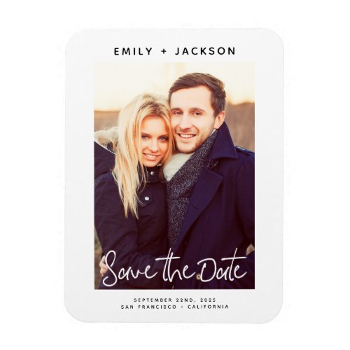 Modern Elegant Save the Date Photo White Magnet