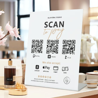 Modern Elegant Scan To Pay QR Code Pedestal Sign