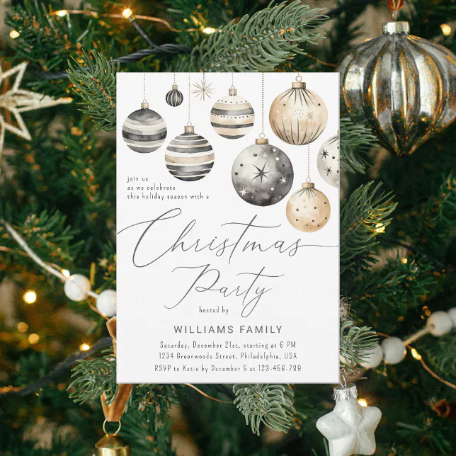 Scandi Einvite Modern Elegant Scandinavian Christmas Party Invitation | Zazzle