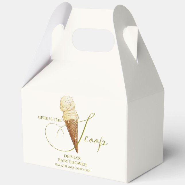 Modern Elegant Scoop Ice Cream Baby Shower  Favor Boxes (Back)